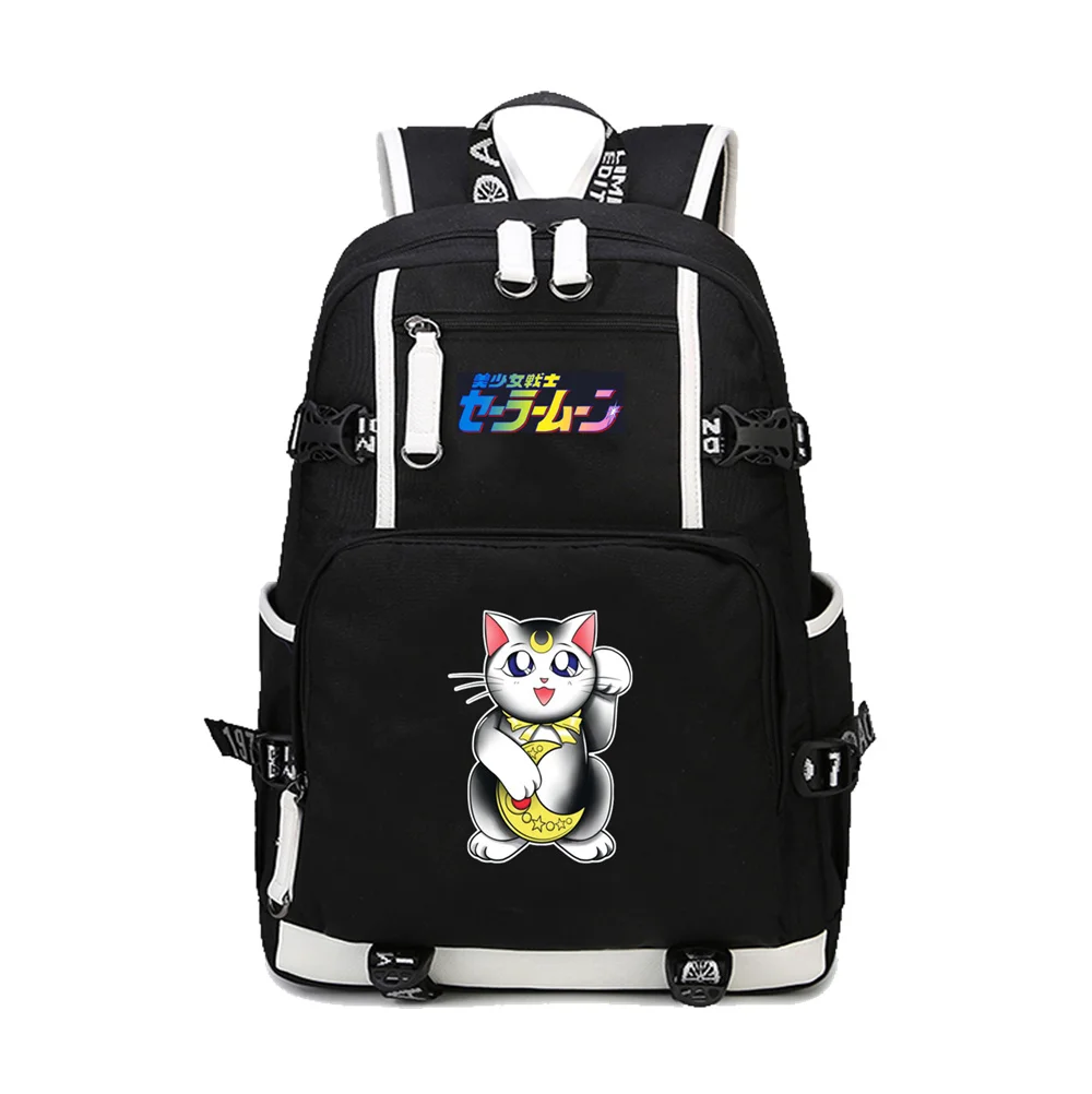 

High Quality Women Bags School Backpacks Anime cartoon Kawaii Cat Luna Printing Teenage boy Girls student bookbag backpack