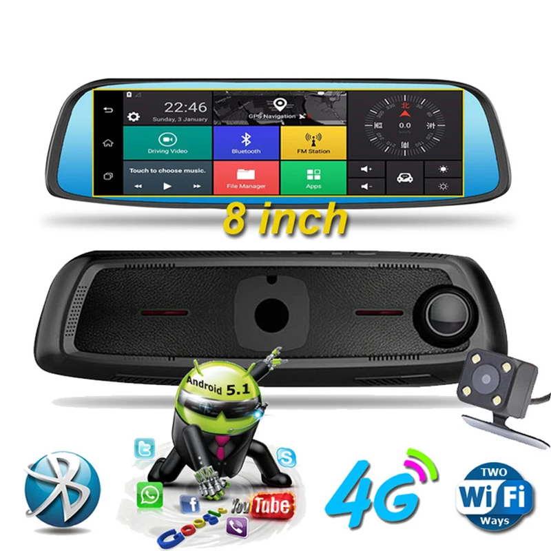 " 4G ADAS радар Android автомобильный видеорегистратор сенсорный экран Dash Cam Автомобильное зеркало заднего вида Dash камера двойной объектив gps навигация Wifi Bluetooth