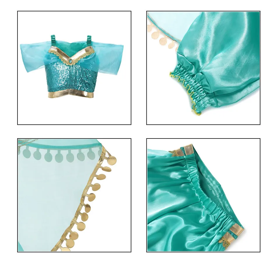 Платье принцессы «Жасмин» для девочек маскарадные комплекты «Моана» платье Золушки, костюм Рапунцель, Детская праздничная одежда наряд Эльзы и Анны