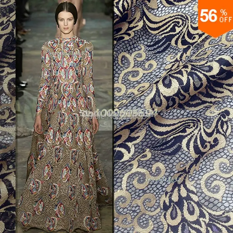 PQYY42 The peacock totem eyelet lace cloth heavy embroidery senior custom clothing fabrics african cord tecido feltro tela | Дом и сад