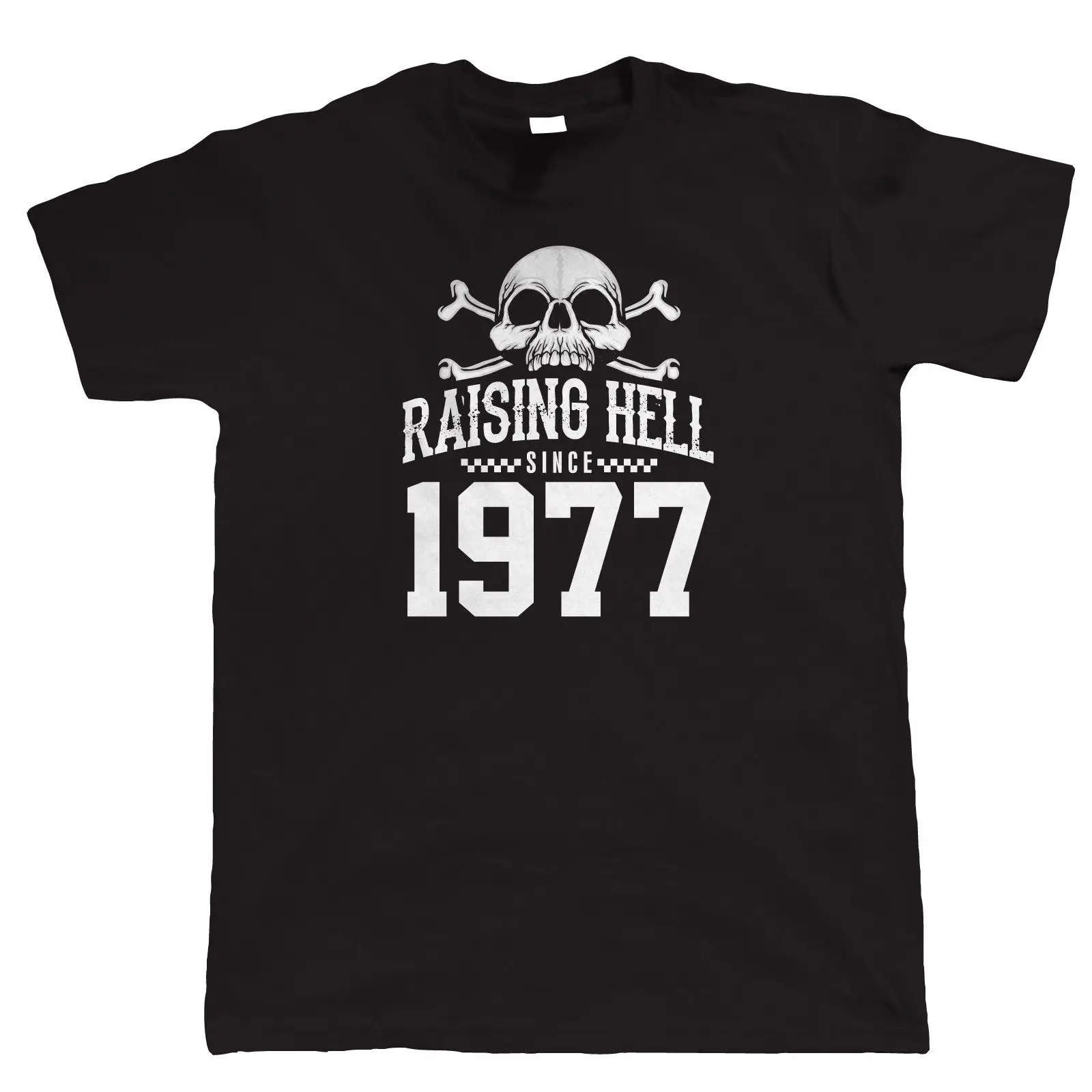 Футболка мужская Байкерская с надписью поднимающий ад 1977 года крутая