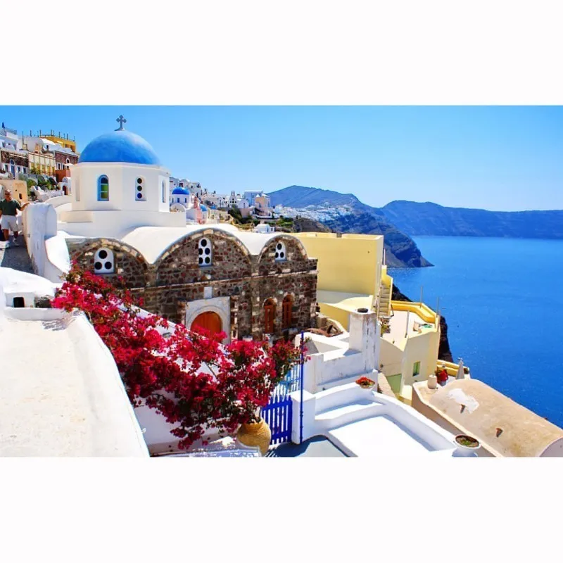

5D DIY Diamond Painting Cross Stitch Mediterranean Scenery Greece Home Decor Mosaic Decorative Picture Wedding Landscape