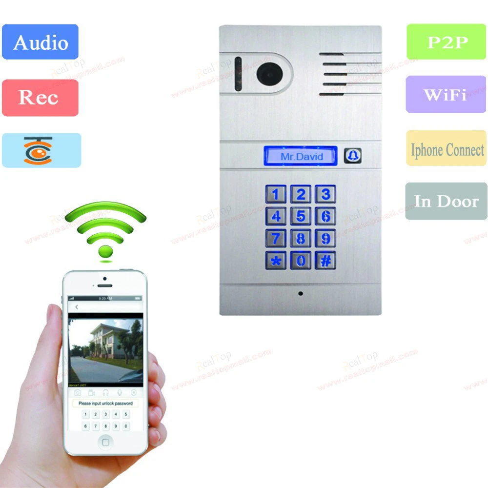 

mobile video door phone WiFi IP intercom system two-way intercom& remotely unlock door global video door phones