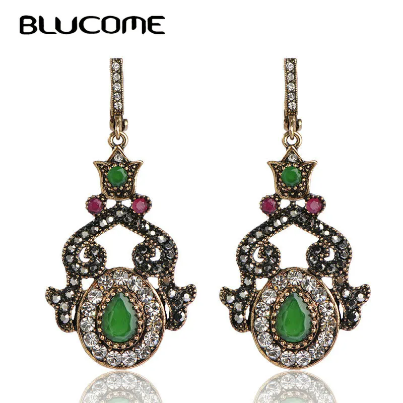 Женские серьги Blucome с подвеской в виде короны большими каплями из смолы для