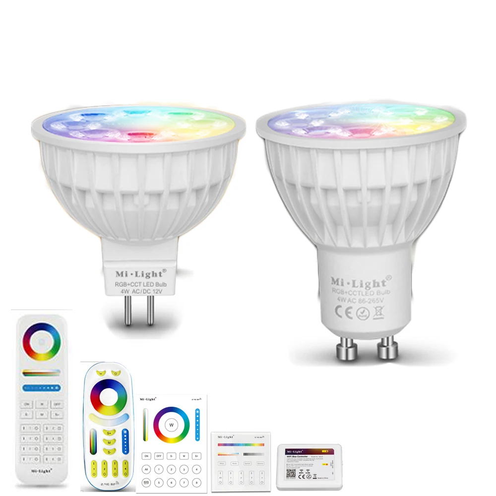 Mi светильник/MIBOXER 4 Вт RGB CCT Светодиодный точечный светильник GU10 MR16 AC 110V 220V DC12V 2 г RF