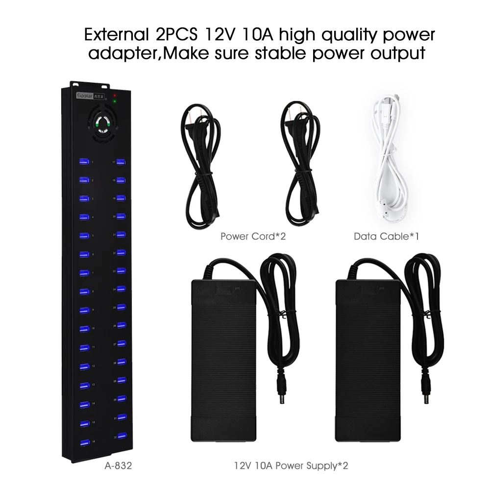 Sipolar A-832 промышленный 32 порта USB 2,0 зарядный концентратор данных с адаптером питания 240 Вт для Multi iPhone iPad Huawei phone Miner (art.: 7afc2f175) - 7afc2f175