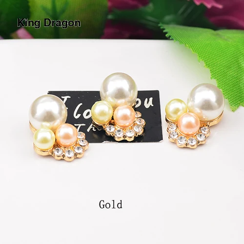 New Arrival Metal Rhinestone Pearl Embellishment Used On Headband Flat Back 10PCS/Lot Silver Or Gold Color KD571