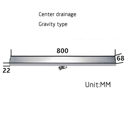 Center drainage 80cm SUS нержавеющая сталь ванная комната квадратный Невидимый прямоугольник гравитационного типа напольные стоки душевая комната лайнер слив FD816 - Цвет: Center drainage 80cm