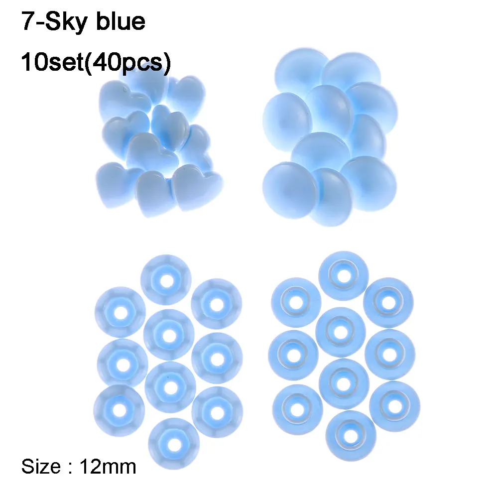 Sky blue 10 компл.(40 шт.) 12 мм кнопки "сделай сам" скрапбукинг Швейные аксессуары Любовь Сердце Пластиковые застежки кнопки - Цвет: Sky blue
