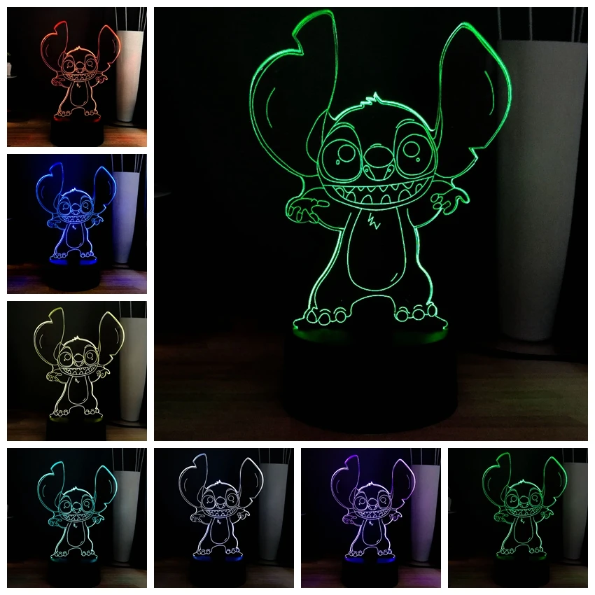3D мультфильм стежка светодиодный ночник USB переключатель сенсорный свет 7 цветов