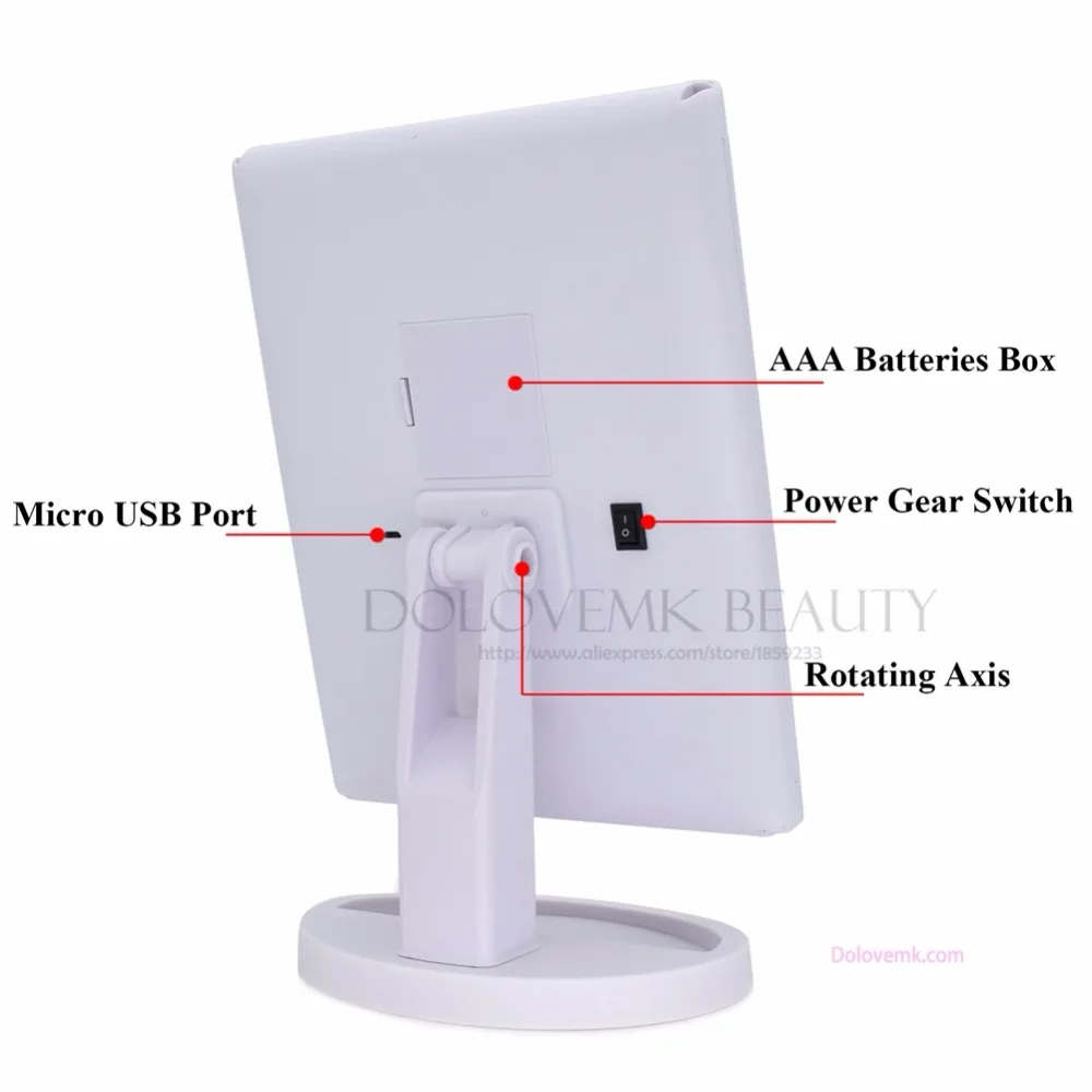 зеркало для макияжа Три Раза Регулируемый 21 LED Подсветкой Путешествия Mirror 1X/2X/3X