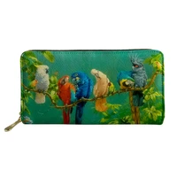 twoheartsgirl parrot llama sloth print leather wallet for women trendy fashion female ladies credit card holder purse money bags