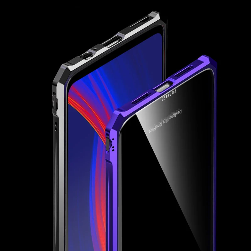 Чехол One Plus 6 T Роскошный Алюминиевый металлический бампер с рамкой + прозрачная