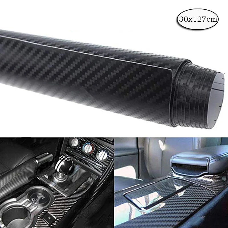 Black 4D Автомобильная меняющая цвет пленка, пленка из углеродного волокна, хамелеон, наклейка, Глянцевая наклейка, углеродная черная 30x127 см CB036 - Название цвета: Black