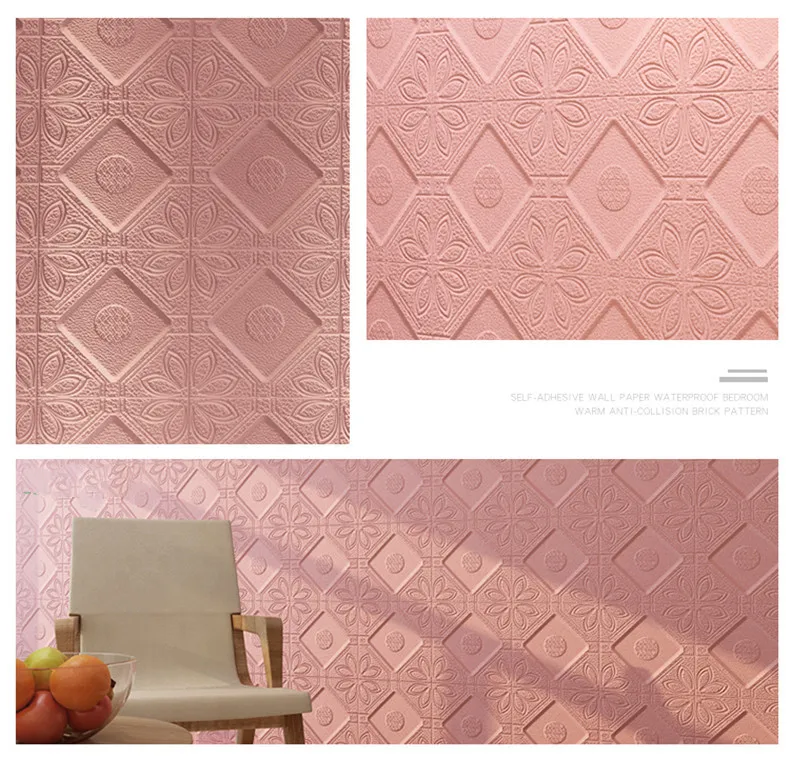 2x 3D Rhombus Flower Pattern Wall Sticker Covering Decor Renovate 585 x 585 x 7mm Eco-friendly PE Foam Waterproof