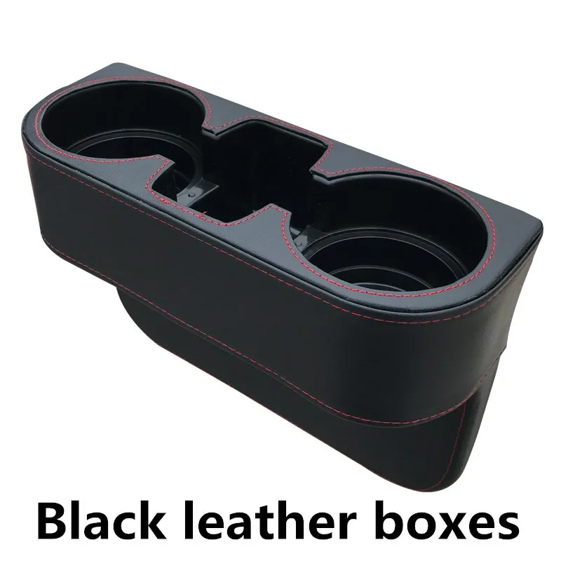 

Leather Car Seat Gap Storage Box Black Water Bottle Phone Organizer Auto Sear Crevice Boxes Seats Gaps Pocket Catcher Organize