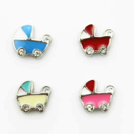 

Hot selling 40pcs/lot mix 4 color baby stroller floating charms living glass memory floating lockets