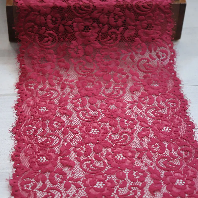 3 ярдов 18 см ширина винно-красный нейлон эластичная кружевная бейка для отделки
