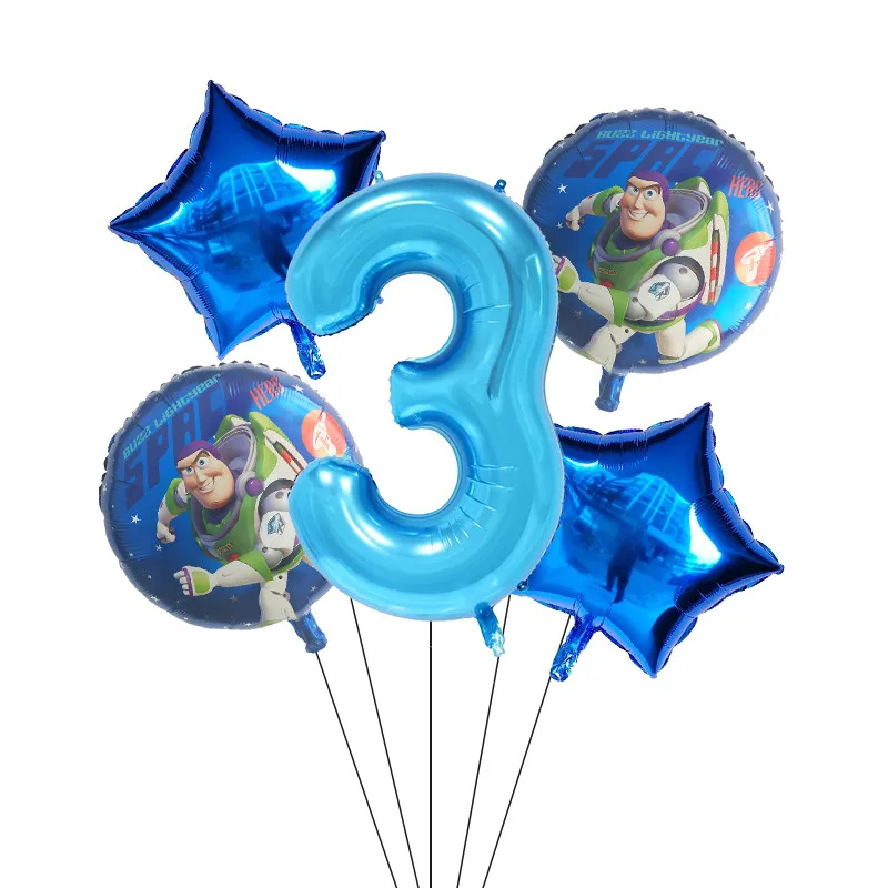 Оливковый 5pcs Toy Buzz Lightyear Story Balloons Cartoon Foil Helium 30 Inch Number Blue Balloons Happy Birthday Balloons Kids Toys Ball - Цвет: Оливковый