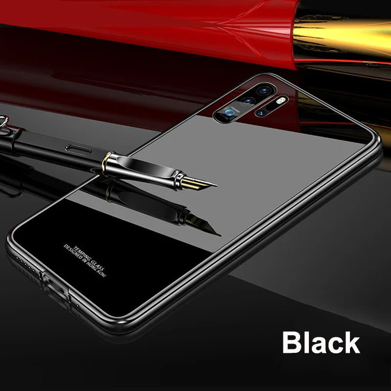 Leanonus металлический бампер чехол для huawei P30 P20 Pro mate 20 Pro 9H закаленное стекло крышка противоударный алюминиевая рамка стеклянный чехол для телефона - Цвет: Full Black