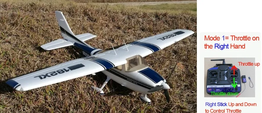 BlueF1420 Mode 1 Хороший для начинающих RC самолет тренировочный самолет V2 Cessna 182 1410 мм размах крыльев 6ch с закрылками, светодиодный светильник epo RTF, без батареи - Цвет: BlueF1420 Mode 1