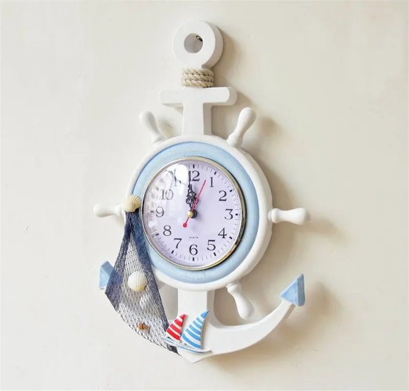 DIY электронные настенные часы Reloj средиземноморские деревянные парусный руль