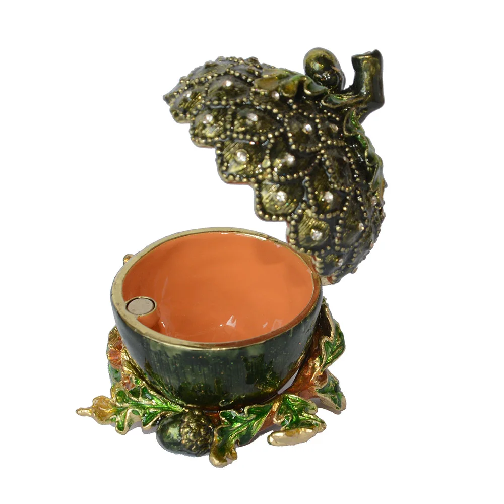 

Acorn jeweled jewelry trinket box ring holder organizer metal tabletop novelty gift vintage decoration