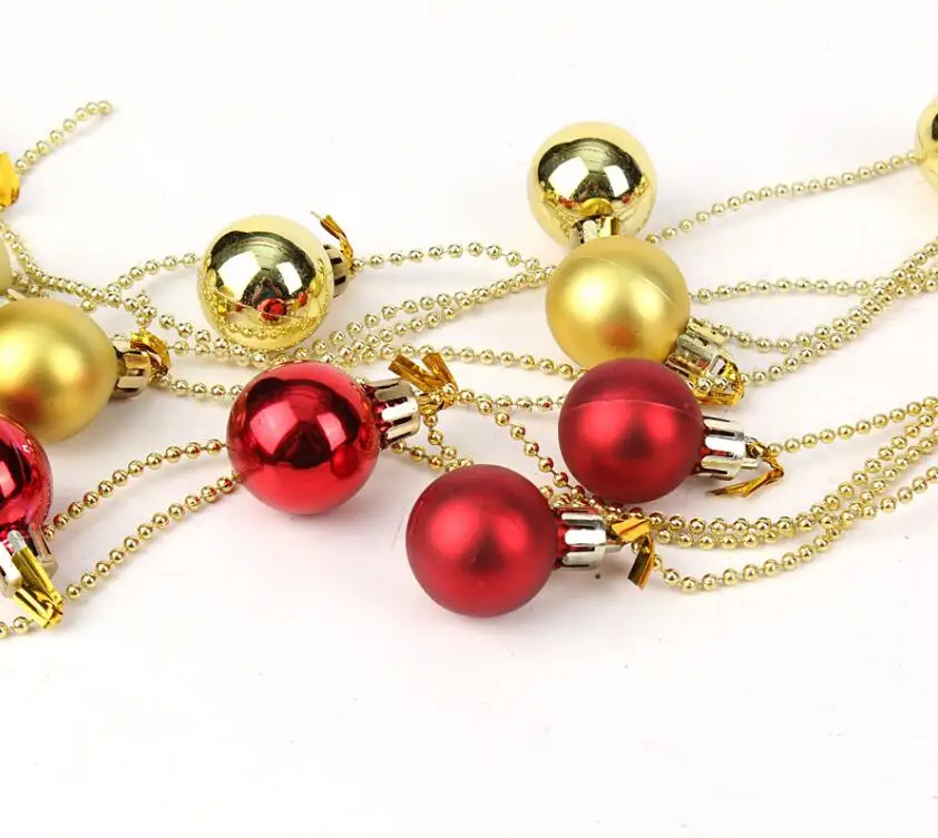 5pcs 190cm Gold/Red 3cm Round Ball Garland Chain For Christmas Xmas Party Holiday Tree Venue Hanging Decoration | Дом и сад
