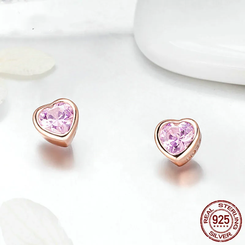 925 пробы серебряные серьги-гвоздики с сердечками для детей, s925 Серебряные прозрачные CZ женские серьги для женщин, ювелирные изделия для маленьких девочек