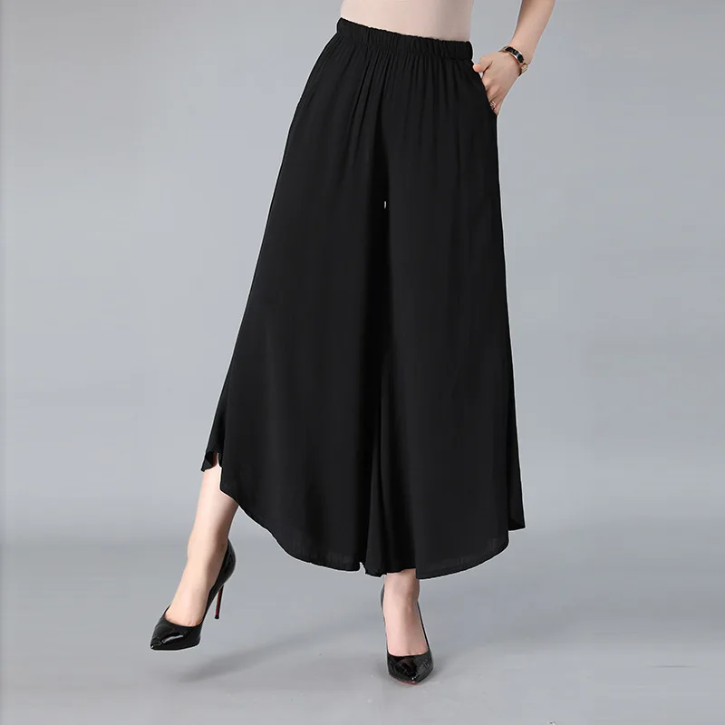New Arrival Summer Style Mother Culottes XXXL print flowers Plus size High Waist pockets women's Wide Leg pants | Женская одежда