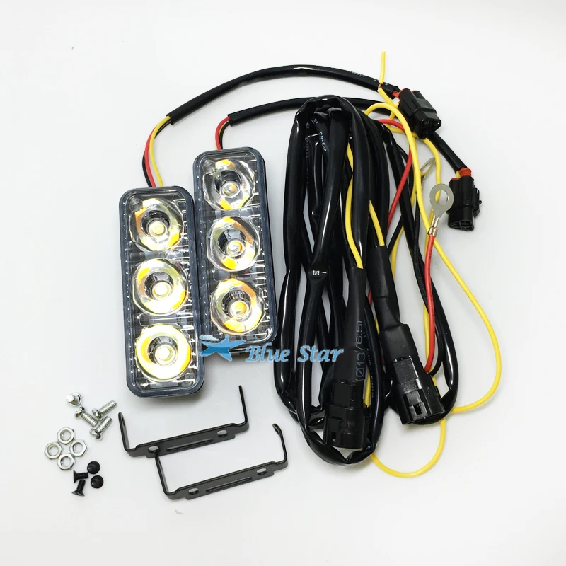 2 шт./компл. LED Противотуманные фары DRL Габаритные огни двойной цвет белый +