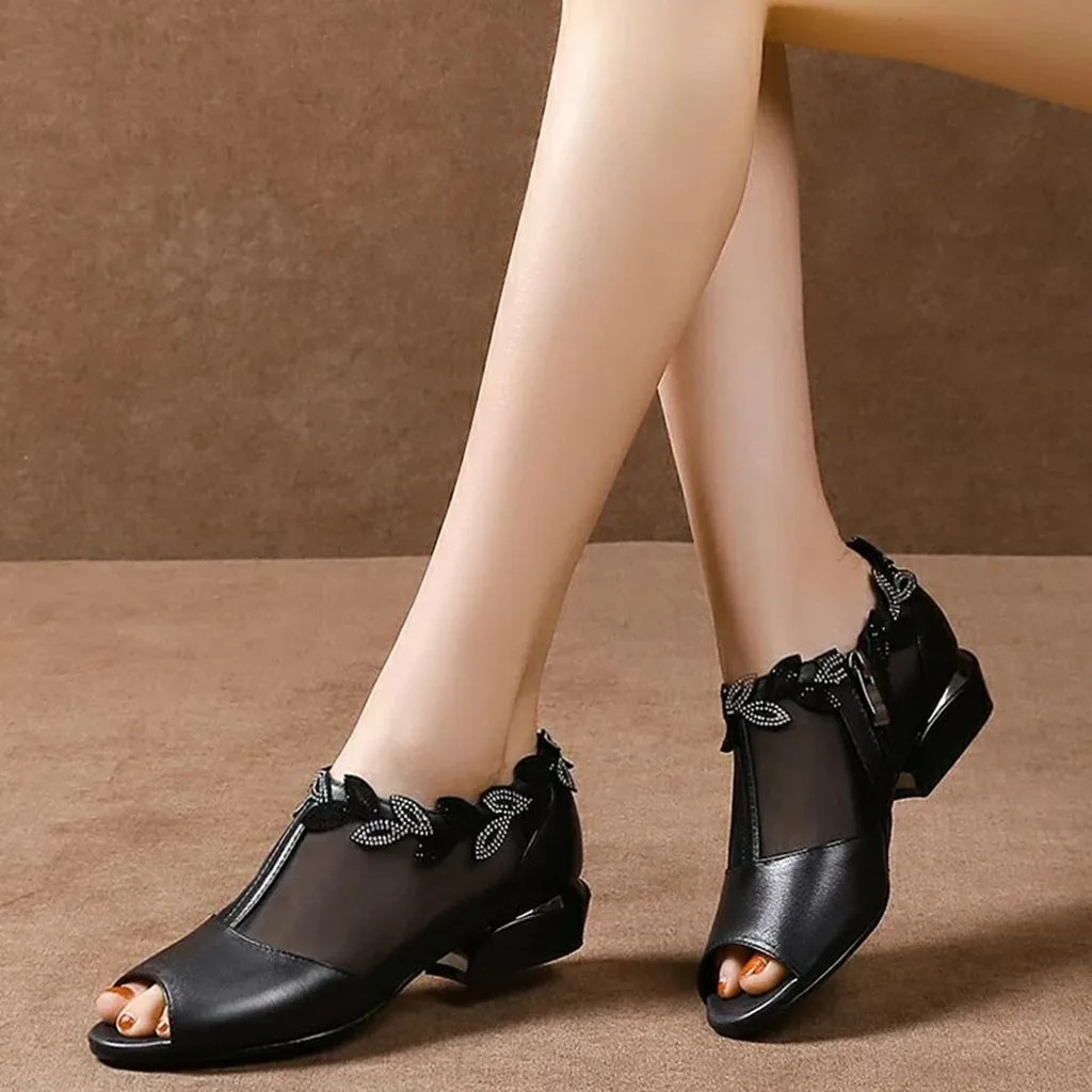 SAGACE/летние женские пикантные босоножки на толстой подошве украшенные