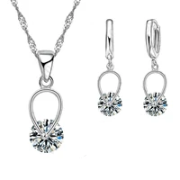 free shipping fashion round jewelry sets 925 sterling silver necklace pendants earrings free shipping valentines gifts
