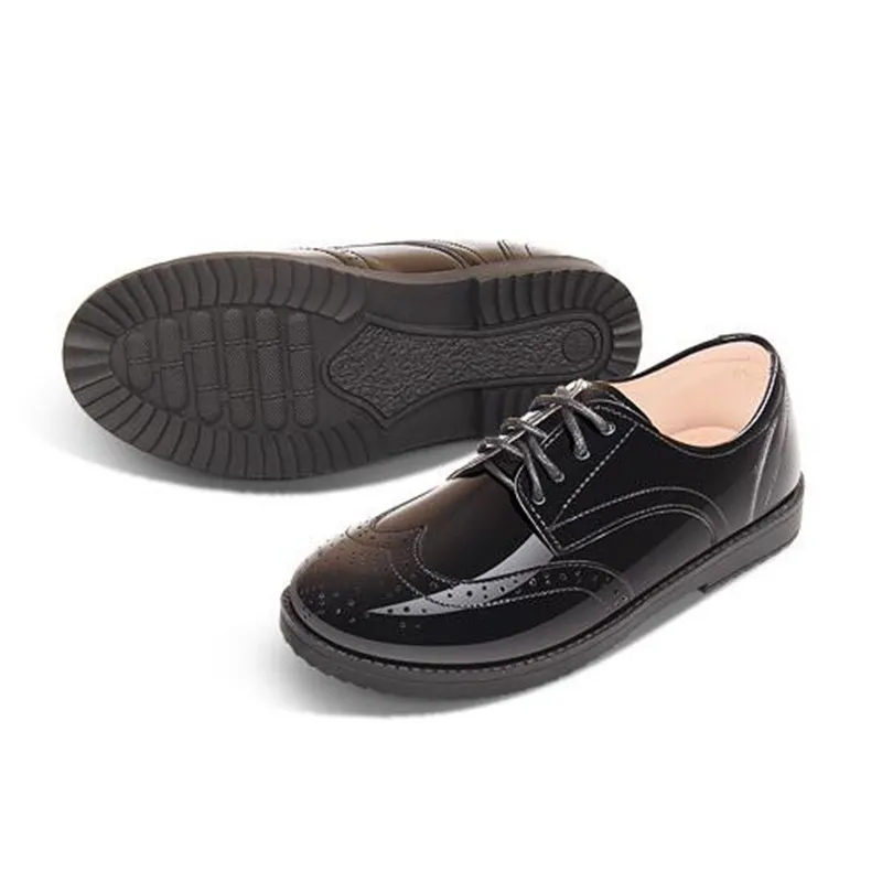 Новинка кожаная обувь для мальчиков школьная черного цвета выступлений удобная