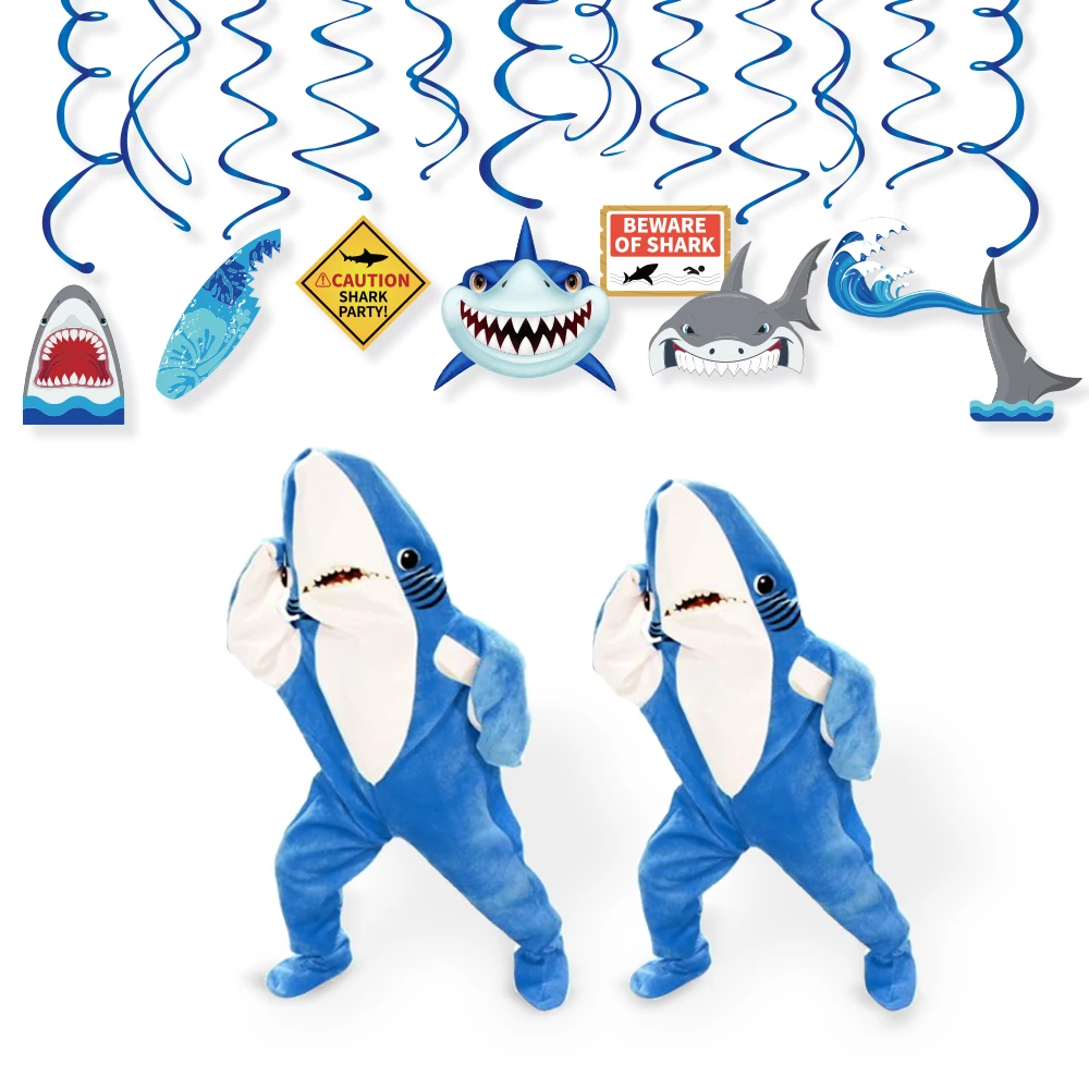 

Blue Shark Theme Birthday Party Favors Kids Party Cartoon Shark Spiral Hanging Swirl Decoration Baby Shower Party Supplies XL078