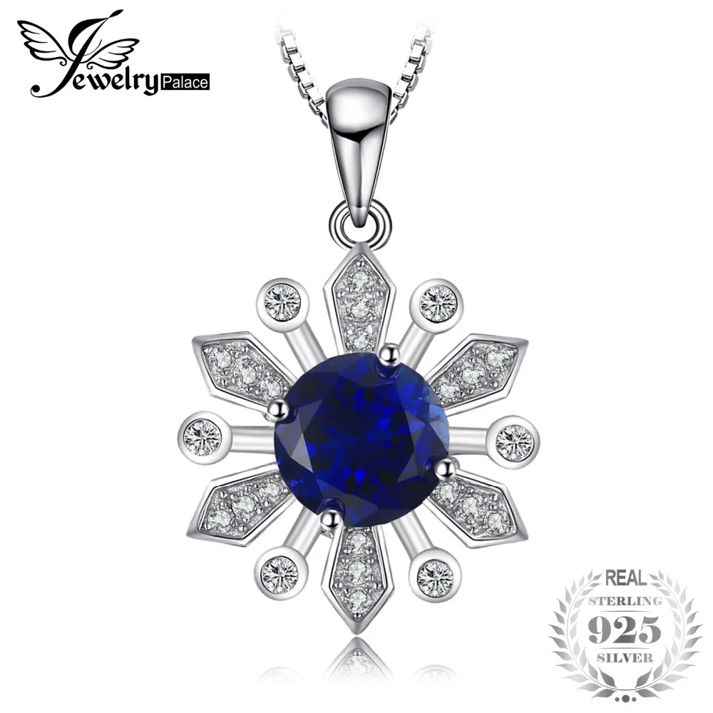 JewelryPalace Шикарный цветок 2.8ct круглый создан Подвеска из сапфиров 925 пробы серебро