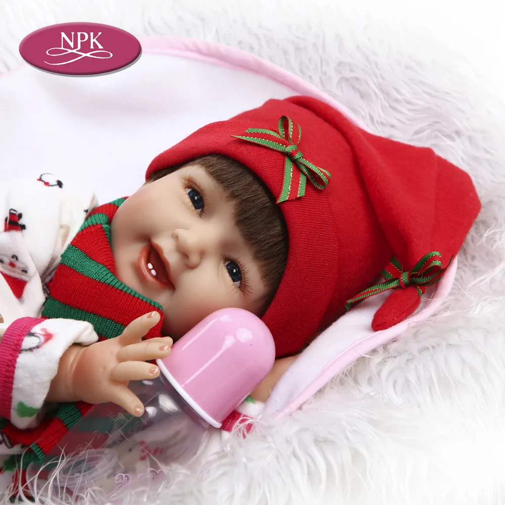 NPK 55 см мягкая силиконовая кукла для новорожденных игрушки игр сна настоящая