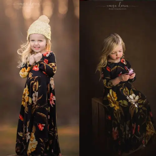 Новинка 2018 длинное платье принцессы с цветочным рисунком для девочек нарядное