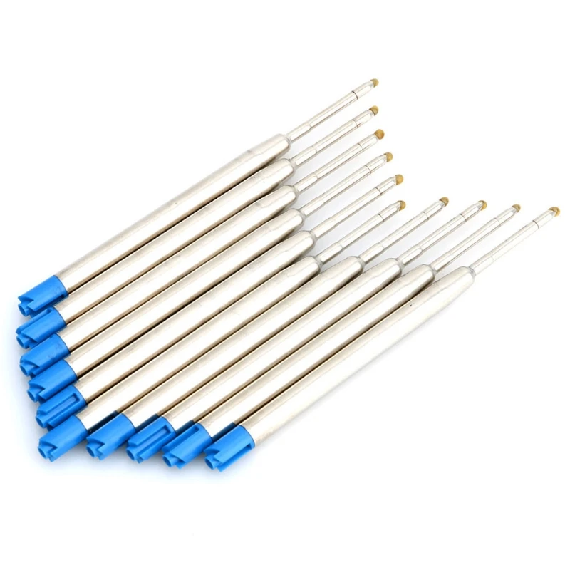

NoEnName_Null High Quality 1 Bag /10 Pcs Universal Standard Style Blue Ink 1MM Medium Nib Ball Point Pen Refills