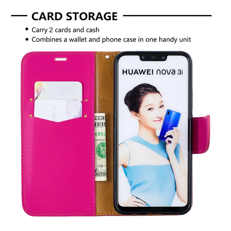 Чехол-книжка с подставкой для Huawei Nova 3i однотонные чехлы из искусственной кожи