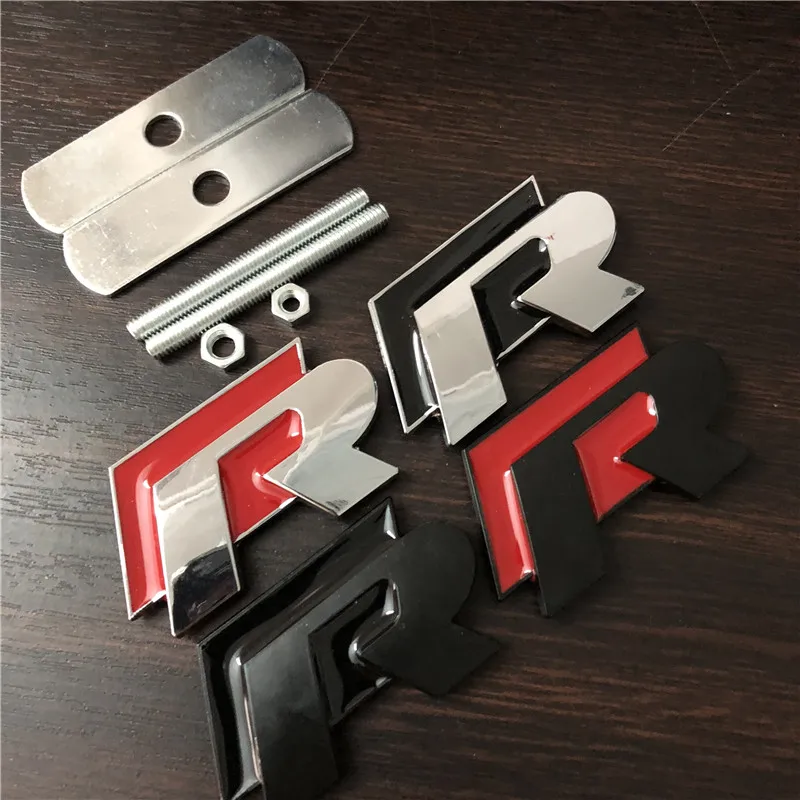 5X 3D R логотип автомобиля Передняя решетка Стикеры эмблема значок для VW Tiguan CC Golf 6