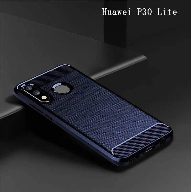 Чехол для Huawei P30 Lite матовый Мягкий силиконовый чехол из углеродного волокна ТПУ с