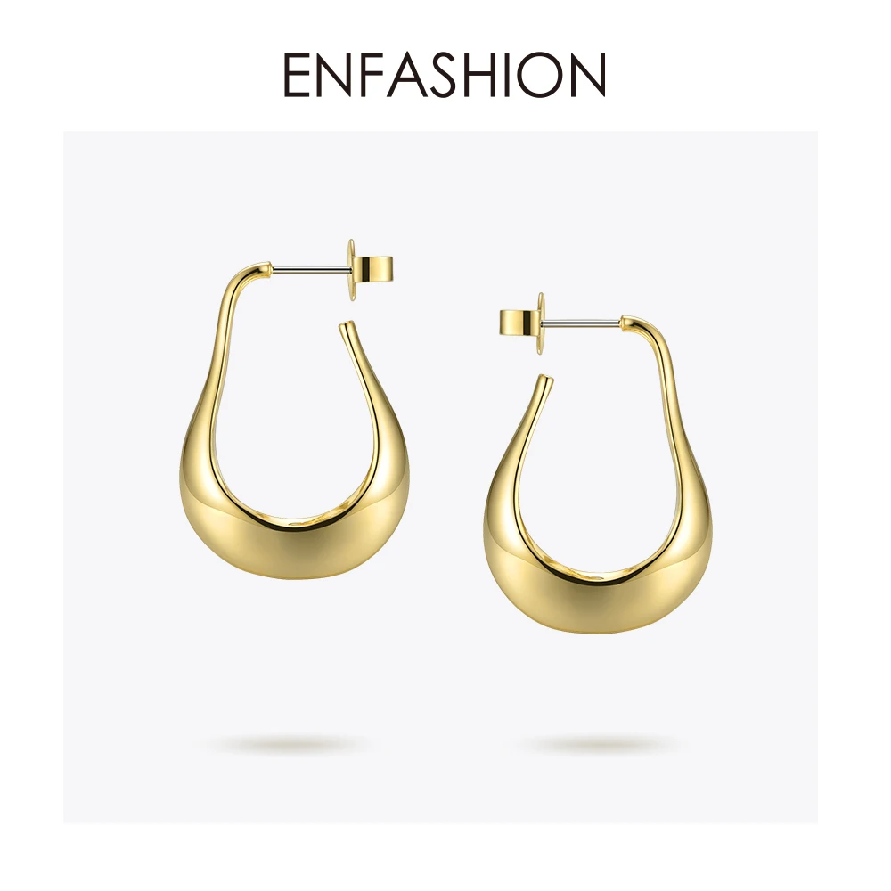 ENFASHION геометрические асимметричные серьги-кольца простые круглые обручи маленькие водные серьги в виде капли для женщин Pendientes Aros EC191028