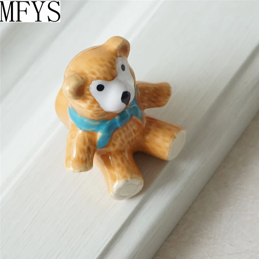 Медведь Детский комод ручка ящика Тянет Ручки Керамика коричневый малыш двери