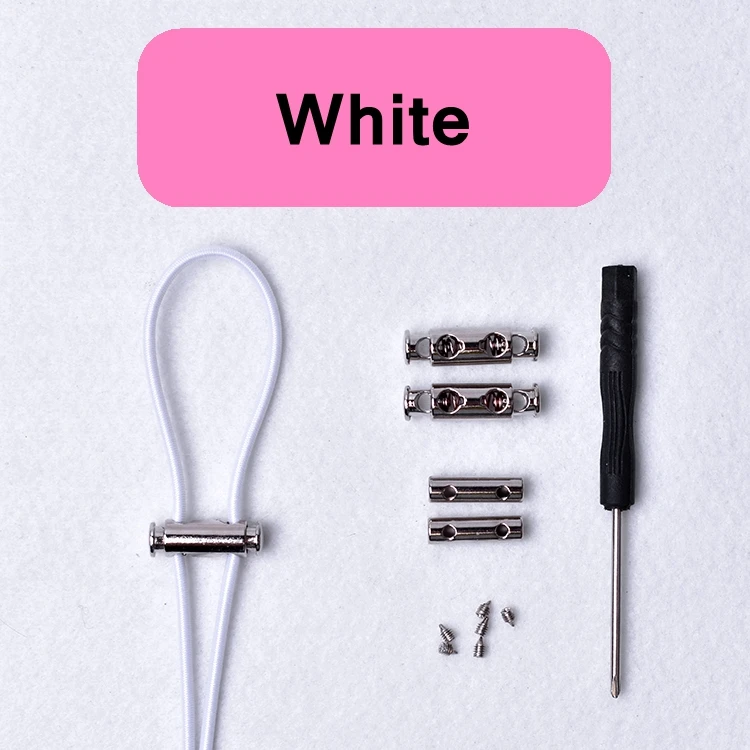 White 1 пара без шнурков для обуви, эластичные шнурки, круглые металлические пряжки, для детей, для взрослых, обувь с быстрым замком, кружевные кроссовки для отдыха, ленивые шнурки - Цвет: White