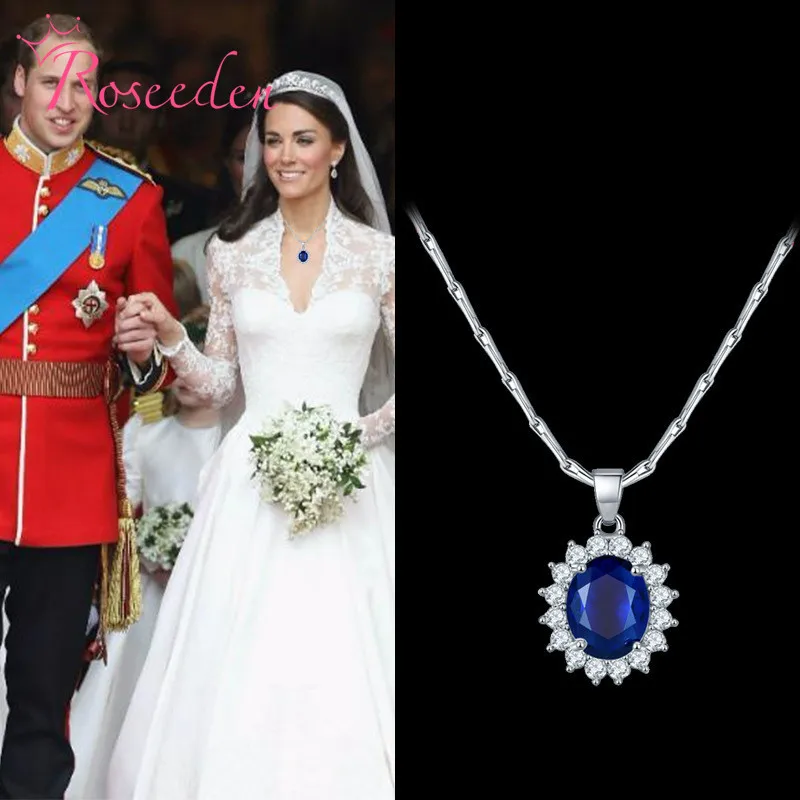 Модное ожерелье принцессы Kate CZ с голубыми кристаллами для женщин 3 цвета
