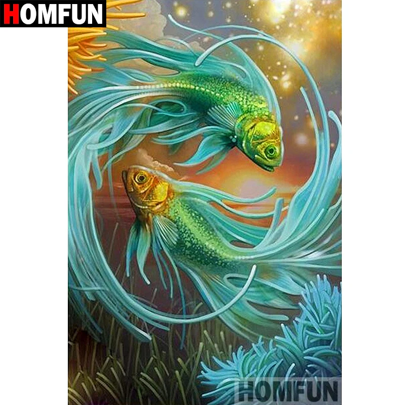 Картина Стразы HOMFUN алмазная вышивка мультяшная рыба 3d-вышивка крестиком декор