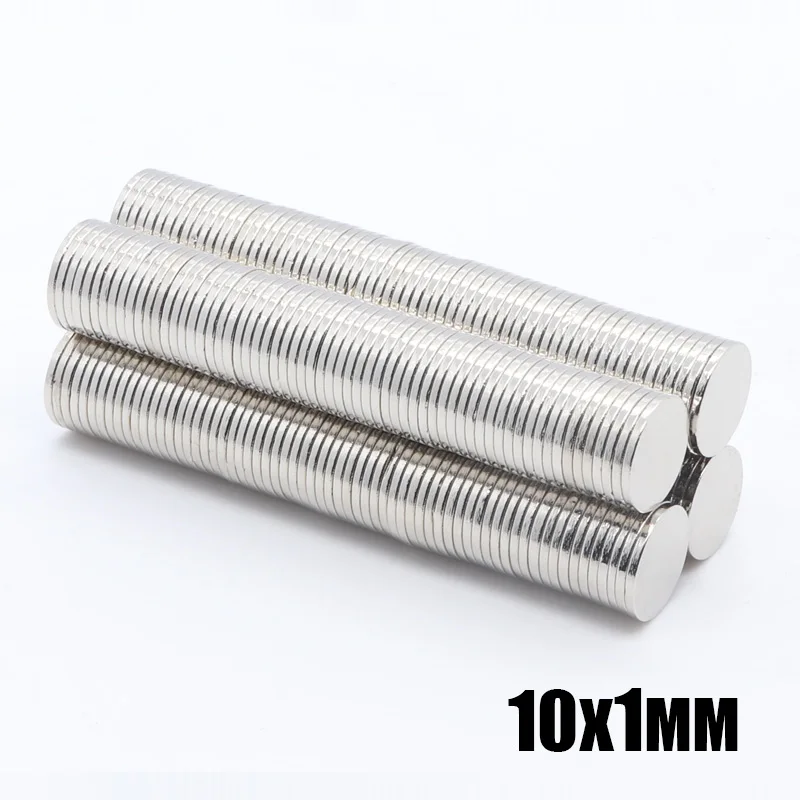 500 шт 10x1 мм неодимовый магнит 10x1 мм редкоземельный маленький сильный Круглый Постоянный 10*1 мм Электромагнит на холодильник NdFeB никель магнитный