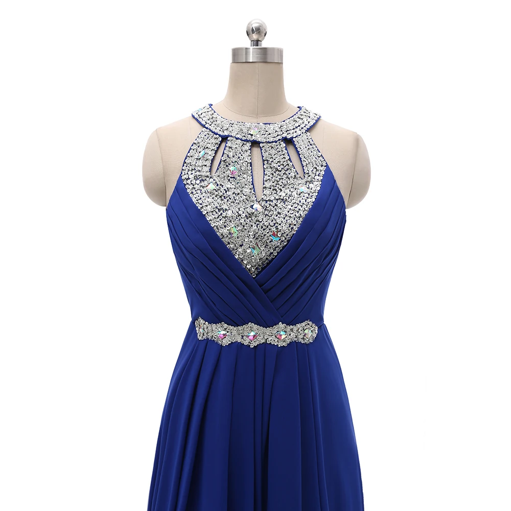 Женское шифоновое платье подружки невесты с лямкой на шее длинное свадебное