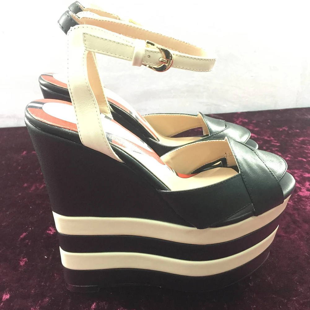 Dark blue stripe JOUIR TALONS брендовые дизайнерские Роскошные INS клинья 16 см Женская обувь на платформе на высоком каблуке женские вечерние Свадебные Летние Для женщин сандалии - Цвет: Dark blue stripe